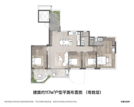 建华龙湖·香山颂4室2厅1厨2卫建面117.0㎡