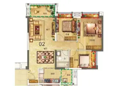 中山深中壹城3室2厅1厨1卫建面93.69㎡