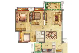 中山深中壹城3室2厅1厨1卫建面93.65㎡