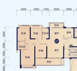 锦绣海湾城4室2厅1厨2卫建面126.0㎡
