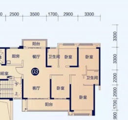 锦绣海湾城4室2厅1厨2卫建面126.0㎡